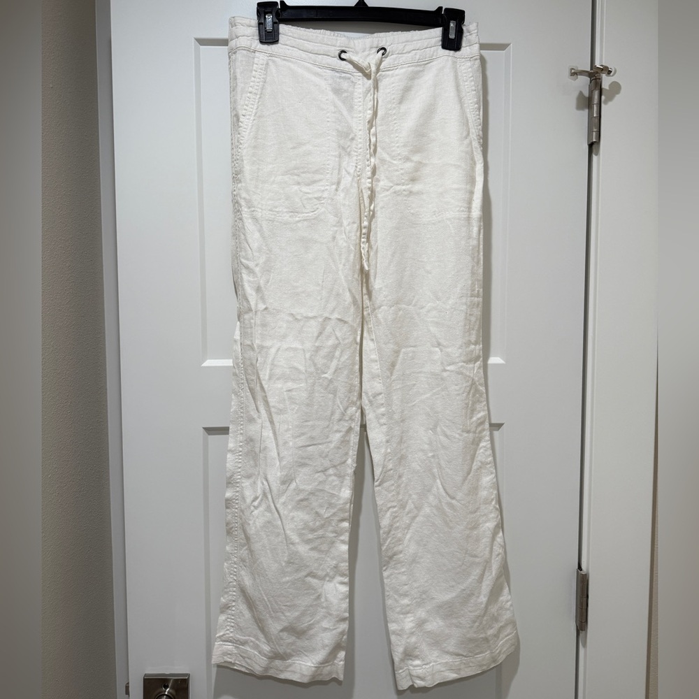 Drawstring linen viscose pants